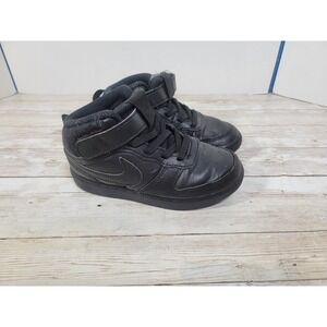 Nike Toddler High Top Air Force One Court Side 9C Black/Black CD7784-001 Hook Lo